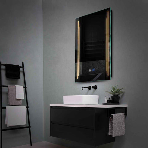 Miroir LED Vertical | boutons tactiles | Fonction Anti-Buée | Lumière Blanche Chaude - Reyze Série Salono Modèle 8