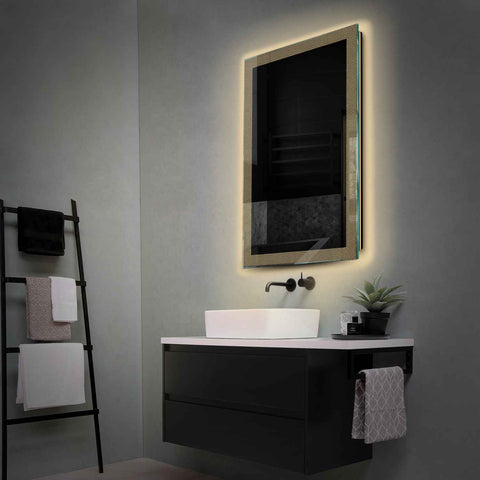 Miroir LED Vertical | Sans Boutons Tactiles | Lumière Blanche Chaude - Reyze Série Simetria Modèle 4