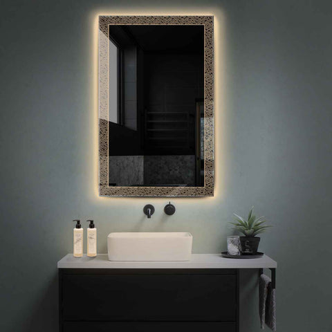 Miroir LED Vertical | Sans Boutons Tactiles | Lumière Blanche Chaude - Reyze Série Simetria Modèle 5