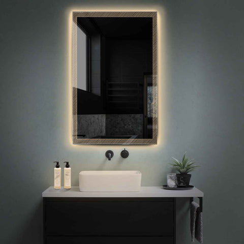Miroir LED Vertical | Sans Boutons Tactiles | Lumière Blanche Chaude - Reyze Série Simetria Modèle 7