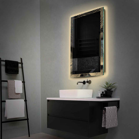 Miroir LED Vertical | Sans Boutons Tactiles | Lumière Blanche Chaude - Reyze Série Simetria Modèle 8