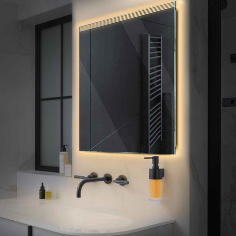 Miroir LED Carré | Sans Boutons Tactiles | Lumière Blanche Chaude - Reyze Série Edge Modèle 5