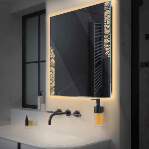 Miroir LED Carré | Sans Boutons Tactiles | Lumière Blanche Chaude - Reyze Série Good Vibes Modèle 4