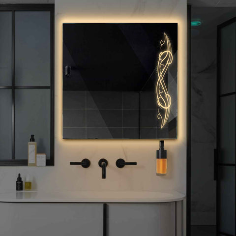 Miroir LED Carré | Sans Boutons Tactiles | Lumière Blanche Chaude - Reyze Série Good Vibes Modèle 6
