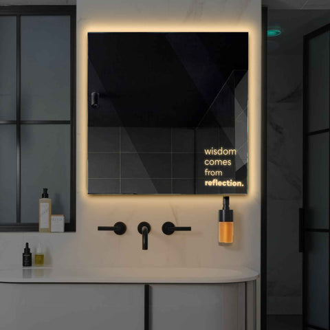 Miroir LED Carré | Sans Boutons Tactiles | Lumière Blanche Chaude - Reyze Série Motivated Modèle 1