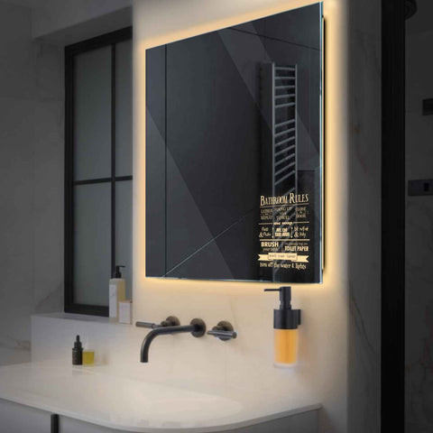 Miroir LED Carré | Sans Boutons Tactiles | Lumière Blanche Chaude - Reyze Série Motivated Modèle 5