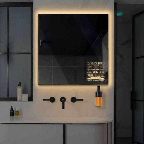 Miroir LED Carré | Sans Boutons Tactiles | Lumière Blanche Chaude - Reyze Série Motivated Modèle 5
