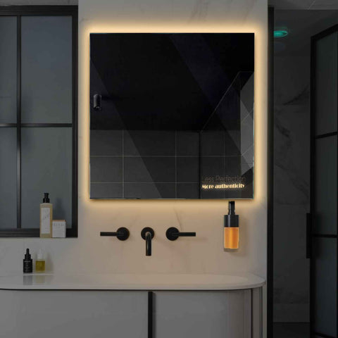 Miroir LED Carré | Sans Boutons Tactiles | Lumière Blanche Chaude - Reyze Série Motivated Modèle 7
