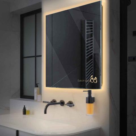 Miroir LED Carré | Sans Boutons Tactiles | Lumière Blanche Chaude - Reyze Série Motivated Modèle 8