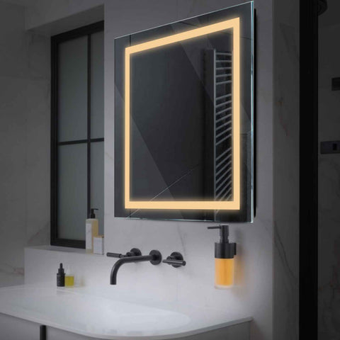 Miroir LED Carré | Sans Boutons Tactiles | Lumière Blanche Chaude - Reyze Série Salono Modèle 1