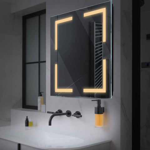 Miroir LED Carré | Sans Boutons Tactiles | Lumière Blanche Chaude - Reyze Série Salono Modèle 2