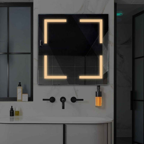 Miroir LED Carré | Sans Boutons Tactiles | Lumière Blanche Chaude - Reyze Série Salono Modèle 2
