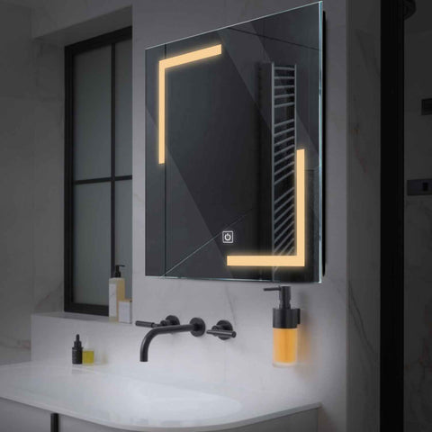 Miroir LED Carré | Bouton Tactile | Lumière Blanche Chaude - Reyze Série Salono Modèle 3