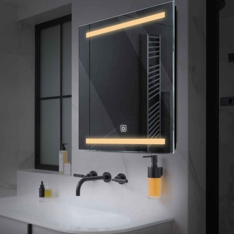 Miroir LED Carré | Bouton Tactile | Lumière Blanche Chaude - Reyze Série Salono Modèle 4