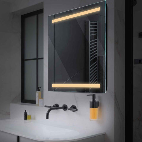 Miroir LED Carré | Sans Boutons Tactiles | Lumière Blanche Chaude - Reyze Série Salono Modèle 4