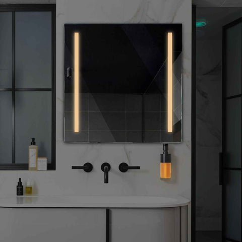 Miroir LED Carré | Sans Boutons Tactiles | Lumière Blanche Chaude - Reyze Série Salono Modèle 5