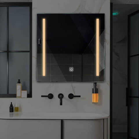 Miroir LED Carré | Bouton Tactile | Lumière Blanche Chaude - Reyze Série Salono Modèle 5
