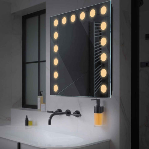 Miroir LED Carré | Sans Boutons Tactiles | Lumière Blanche Chaude - Reyze Série Salono Modèle 6