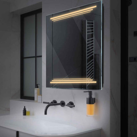 Miroir LED Carré | Sans Boutons Tactiles | Lumière Blanche Chaude - Reyze Série Salono Modèle 7