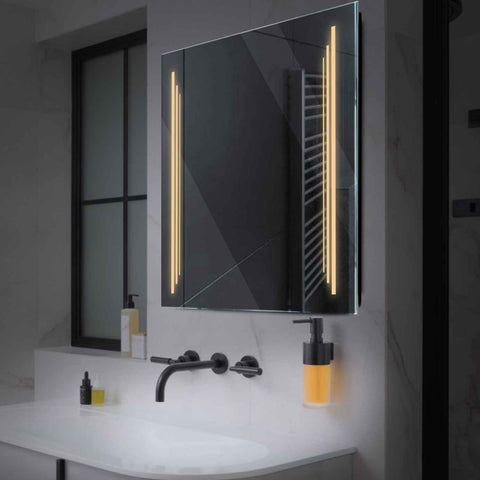 Miroir LED Carré | Sans Boutons Tactiles | Lumière Blanche Chaude - Reyze Série Salono Modèle 8