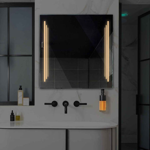 Miroir LED Carré | Sans Boutons Tactiles | Lumière Blanche Chaude - Reyze Série Salono Modèle 8