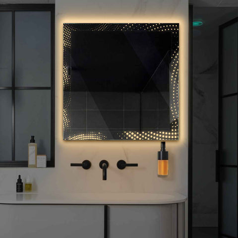 Miroir LED Carré | Sans Boutons Tactiles | Lumière Blanche Chaude - Reyze Série Simetria Modèle 8