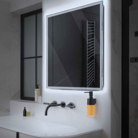 Miroir LED Carré | Sans Boutons Tactiles | Lumière blanche froide - Reyze Série Edge Modèle 1