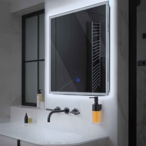 Miroir LED Carré | Bouton Tactile | Lumière blanche froide - Reyze Série Edge Modèle 2