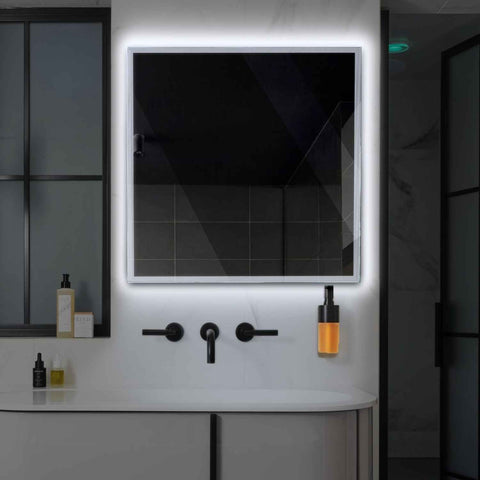 Miroir LED Carré | Sans Boutons Tactiles | Lumière blanche froide - Reyze Série Edge Modèle 1