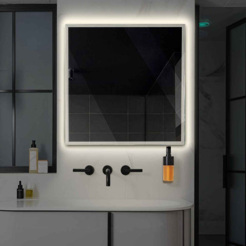 Miroir LED Carré | Sans Boutons Tactiles | Lumière blanche neutre - Reyze Série Edge Modèle 1