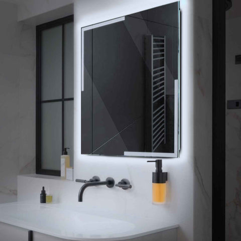 Miroir LED Carré | Sans Boutons Tactiles | Lumière blanche froide - Reyze Série Edge Modèle 2