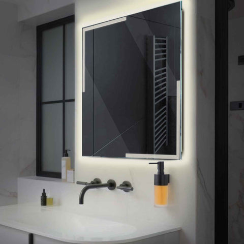 Miroir LED Carré | Sans Boutons Tactiles | Lumière blanche neutre - Reyze Série Edge Modèle 2