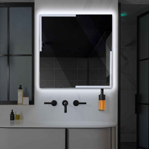 Miroir LED Carré | Sans Boutons Tactiles | Lumière blanche froide - Reyze Série Edge Modèle 2