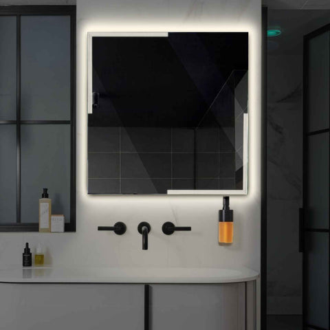 Miroir LED Carré | Sans Boutons Tactiles | Lumière blanche neutre - Reyze Série Edge Modèle 2