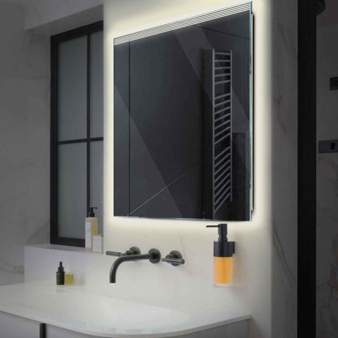 Miroir LED Carré | Sans Boutons Tactiles | Lumière blanche neutre - Reyze Série Edge Modèle 5
