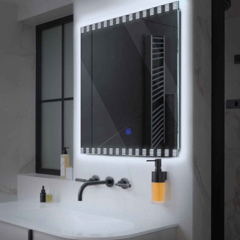 Miroir LED Carré | Bouton Tactile | Lumière blanche froide - Reyze Série Edge Modèle 6