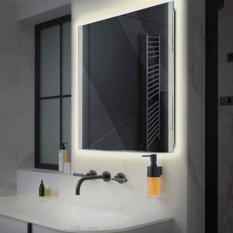 Miroir LED Carré | Sans Boutons Tactiles | Lumière blanche neutre - Reyze Série Edge Modèle 7