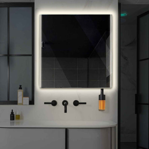 Miroir LED Carré | Sans Boutons Tactiles | Lumière blanche neutre - Reyze Série Edge Modèle 7