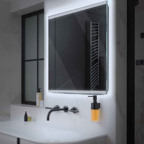 Miroir LED Carré | Sans Boutons Tactiles | Lumière blanche froide - Reyze Série Edge Modèle 8