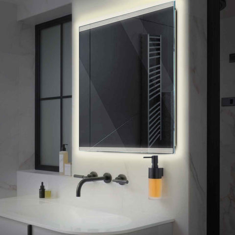 Miroir LED Carré | Sans Boutons Tactiles | Lumière blanche neutre - Reyze Série Edge Modèle 8