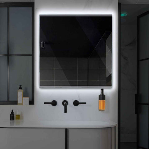 Miroir LED Carré | Sans Boutons Tactiles | Lumière blanche froide - Reyze Série Edge Modèle 8