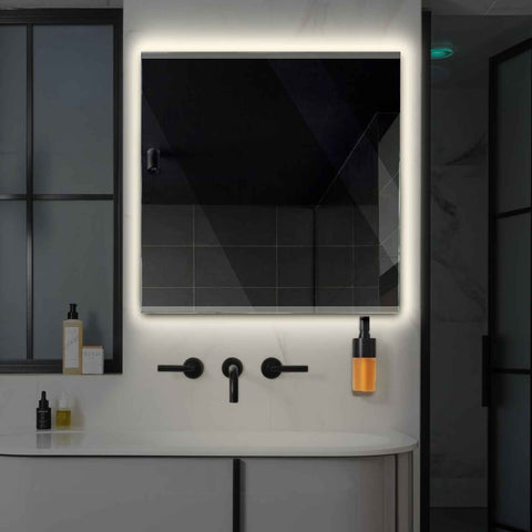 Miroir LED Carré | Sans Boutons Tactiles | Lumière blanche neutre - Reyze Série Edge Modèle 8