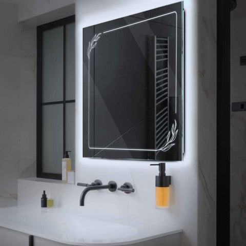 Miroir LED Carré | Sans Boutons Tactiles | Lumière blanche froide - Reyze Série Good Vibes Modèle 1