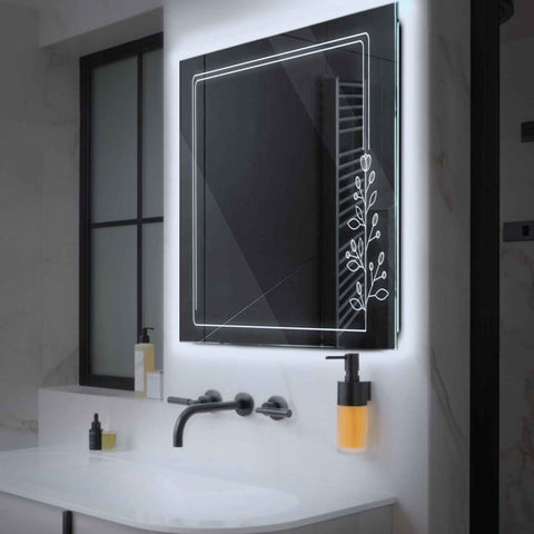 Miroir LED Carré | Sans Boutons Tactiles | Lumière blanche froide - Reyze Série Good Vibes Modèle 3