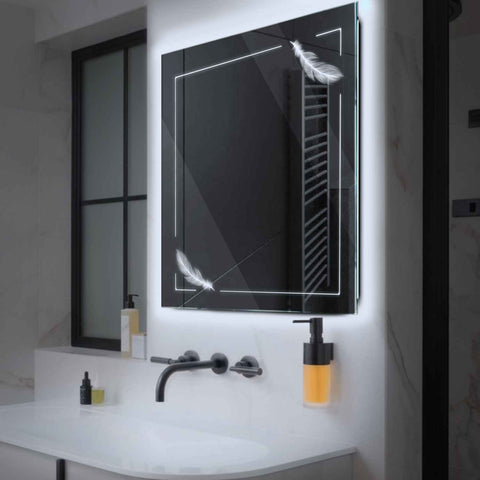 Miroir LED Carré | Sans Boutons Tactiles | Lumière blanche froide - Reyze Série Good Vibes Modèle 2
