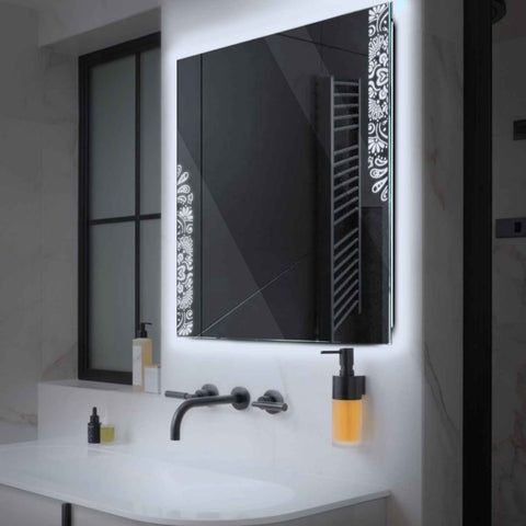 Miroir LED Carré | Sans Boutons Tactiles | Lumière blanche froide - Reyze Série Good Vibes Modèle 4