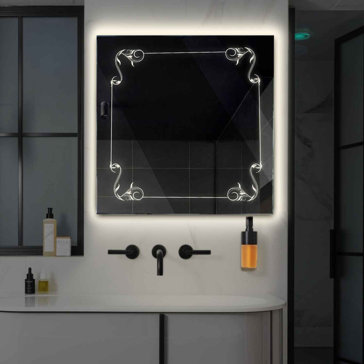 Miroir LED Carré | Sans Boutons Tactiles | Lumière blanche neutre - Reyze Série Good Vibes Modèle 5