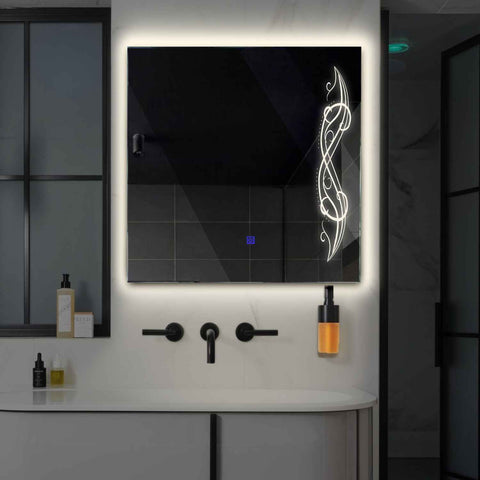 Miroir LED Carré | Bouton Tactile | Lumière blanche neutre - Reyze Série Good Vibes Modèle 6