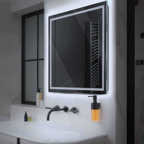 Miroir LED Carré | Sans Boutons Tactiles | Lumière blanche froide - Reyze Série Minimal Modèle 1