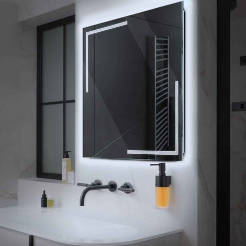 Miroir LED Carré | Sans Boutons Tactiles | Lumière blanche froide - Reyze Série Minimal Modèle 2